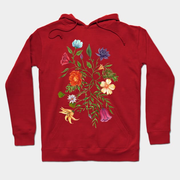 Flowers and leaves vine Hoodie by LeighsDesigns